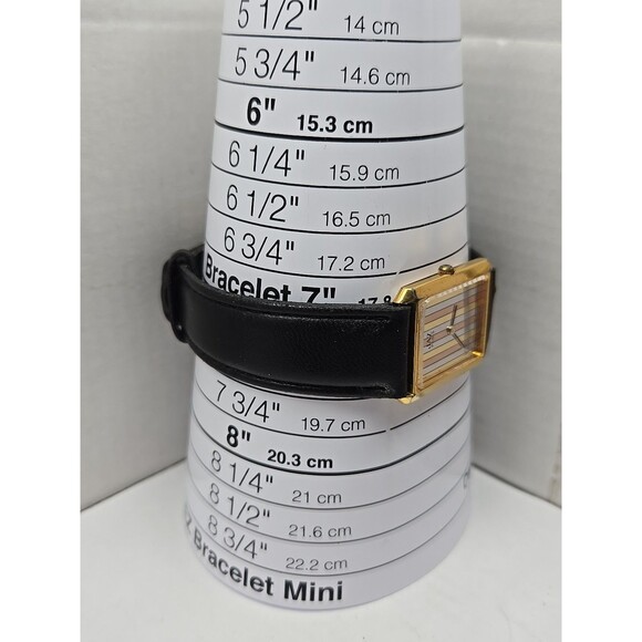 Vintage Jaz Paris Womens Tank Quartz Watch Gold Tone Stripe Dial New Battery - Picture 7 of 12